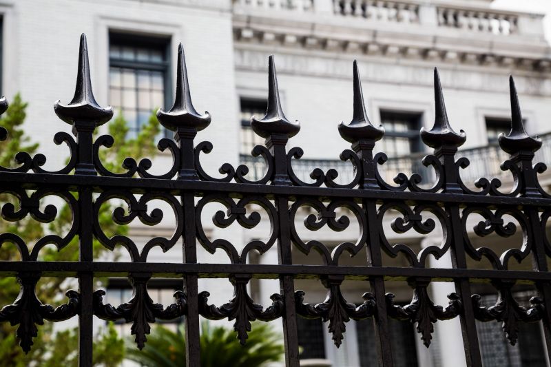 Exterior Wrought Iron Fencing with Ornamental Design